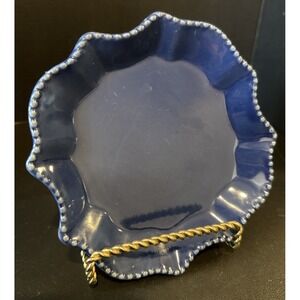 California Pantry Classic Ceramics Square Blue Plate Embossed Trinket Dish
